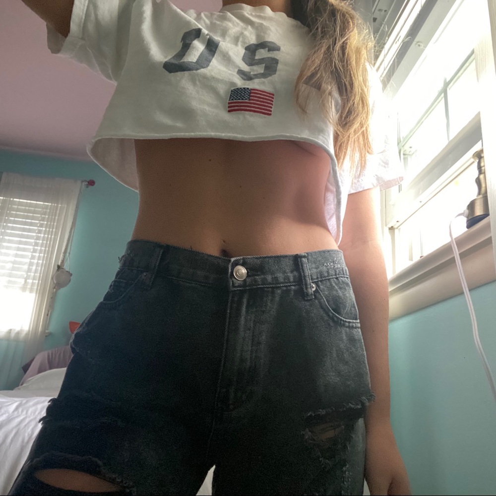 Dark Grey Distressed Boyfriend Jeans